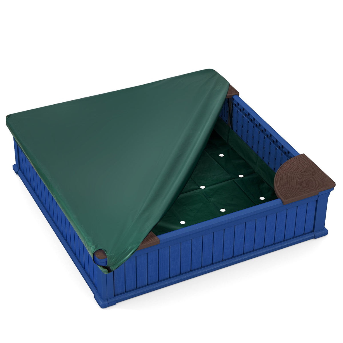 Kids Outdoor Sandbox with Oxford Cover and 4 Corner Seats-Navy