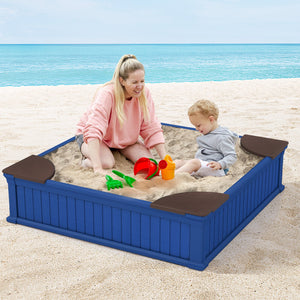 Kids Outdoor Sandbox with Oxford Cover and 4 Corner Seats-Navy view 2