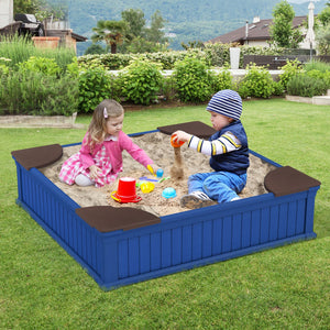 Kids Outdoor Sandbox with Oxford Cover and 4 Corner Seats-Navy view 3