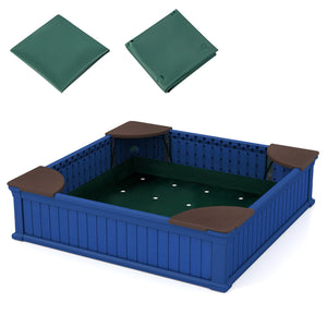Kids Outdoor Sandbox with Oxford Cover and 4 Corner Seats-Navy view 4