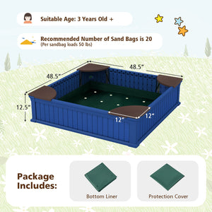 Kids Outdoor Sandbox with Oxford Cover and 4 Corner Seats-Navy view 5