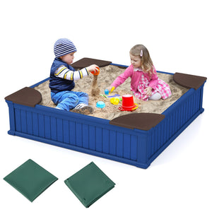 Kids Outdoor Sandbox with Oxford Cover and 4 Corner Seats-Navy view 6