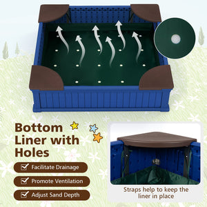 Kids Outdoor Sandbox with Oxford Cover and 4 Corner Seats-Navy view 7