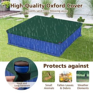 Kids Outdoor Sandbox with Oxford Cover and 4 Corner Seats-Navy view 8