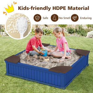 Kids Outdoor Sandbox with Oxford Cover and 4 Corner Seats-Navy view 9