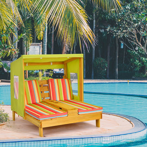 Kids Patio Lounge Chair with Cup Holders and Awning-Multicolor view 2