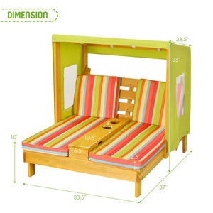 Kids Patio Lounge Chair with Cup Holders and Awning-Multicolor view 4