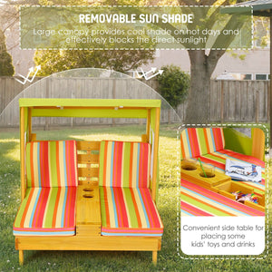Kids Patio Lounge Chair with Cup Holders and Awning-Multicolor view 7