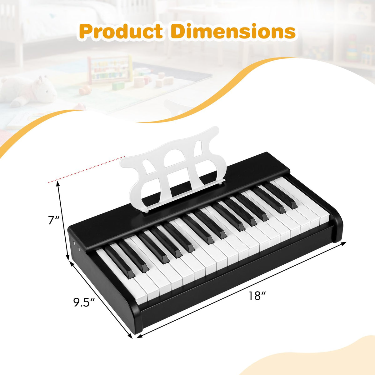 Kids Piano Keyboard 30 Keys Digital Piano with Music Stand for 3+ Years Old Beginners-Black view 5