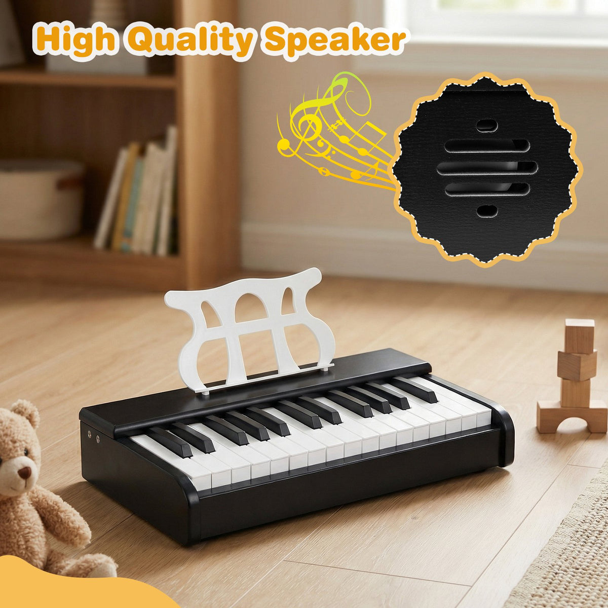 Kids Piano Keyboard 30 Keys Digital Piano with Music Stand for 3+ Years Old Beginners-Black view 7