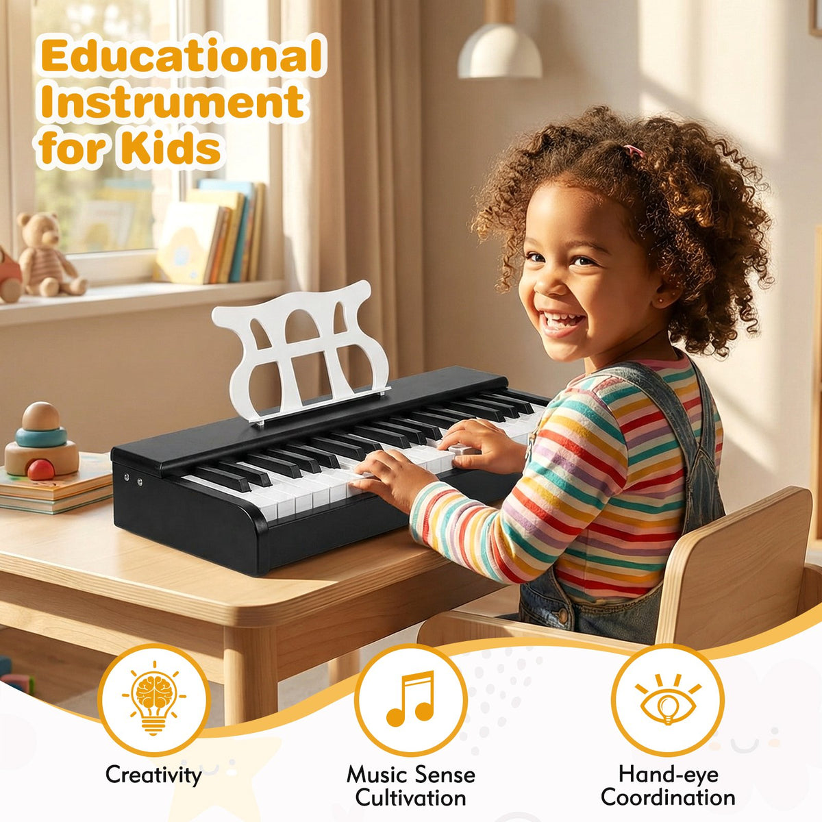 Kids Piano Keyboard 30 Keys Digital Piano with Music Stand for 3+ Years Old Beginners-Black view 9