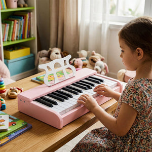 Kids Piano Keyboard 30 Keys Digital Piano with Music Stand for 3+ Years Old Beginners-Pink view 2