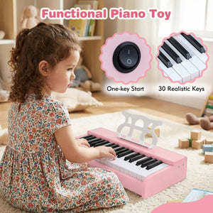 Kids Piano Keyboard 30 Keys Digital Piano with Music Stand for 3+ Years Old Beginners-Pink view 6