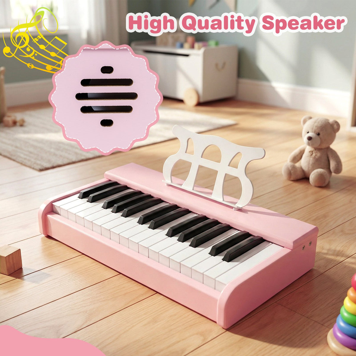 Kids Piano Keyboard 30 Keys Digital Piano with Music Stand for 3+ Years Old Beginners-Pink view 7