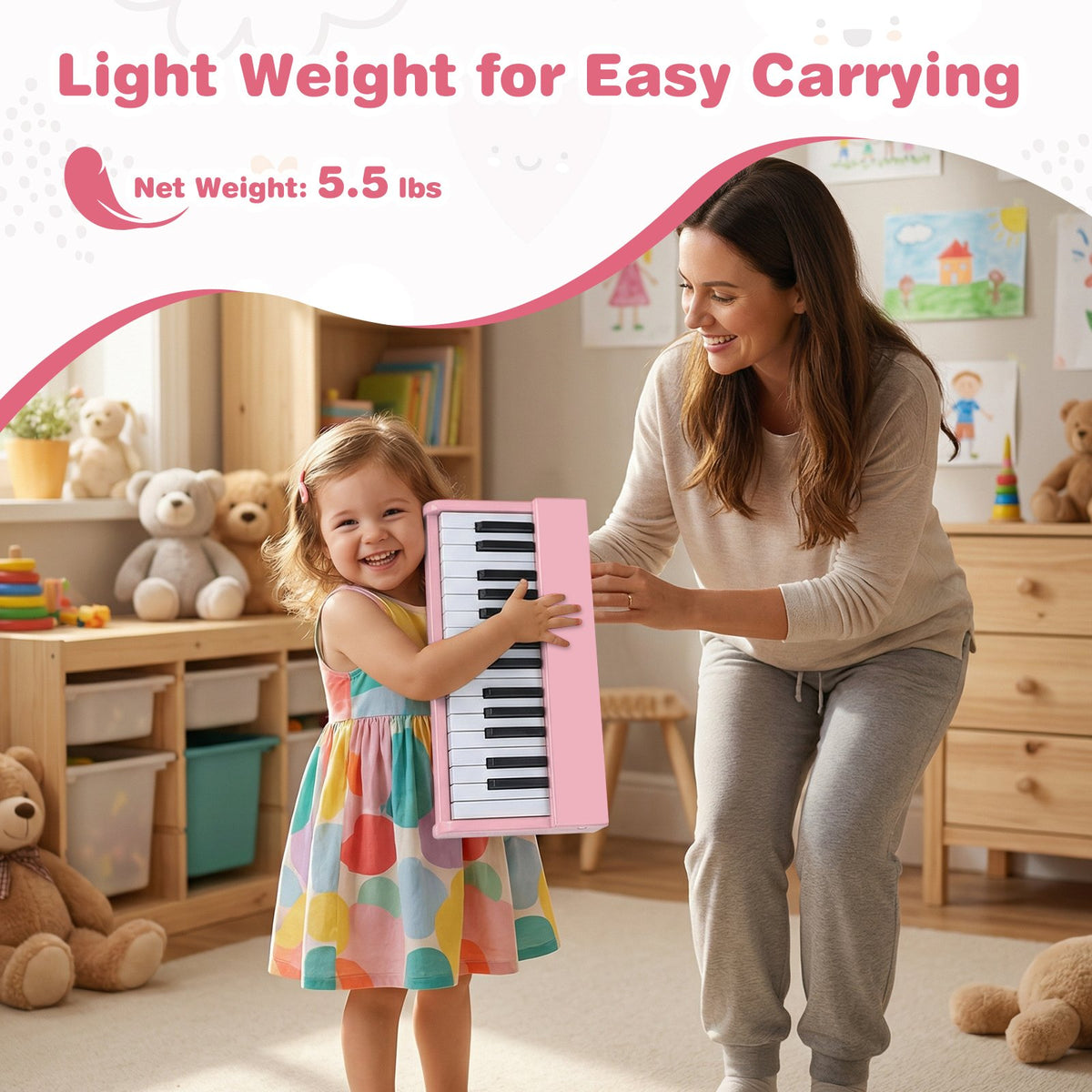 Kids Piano Keyboard 30 Keys Digital Piano with Music Stand for 3+ Years Old Beginners-Pink view 8