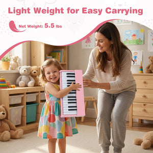 Kids Piano Keyboard 30 Keys Digital Piano with Music Stand for 3+ Years Old Beginners-Pink view 8
