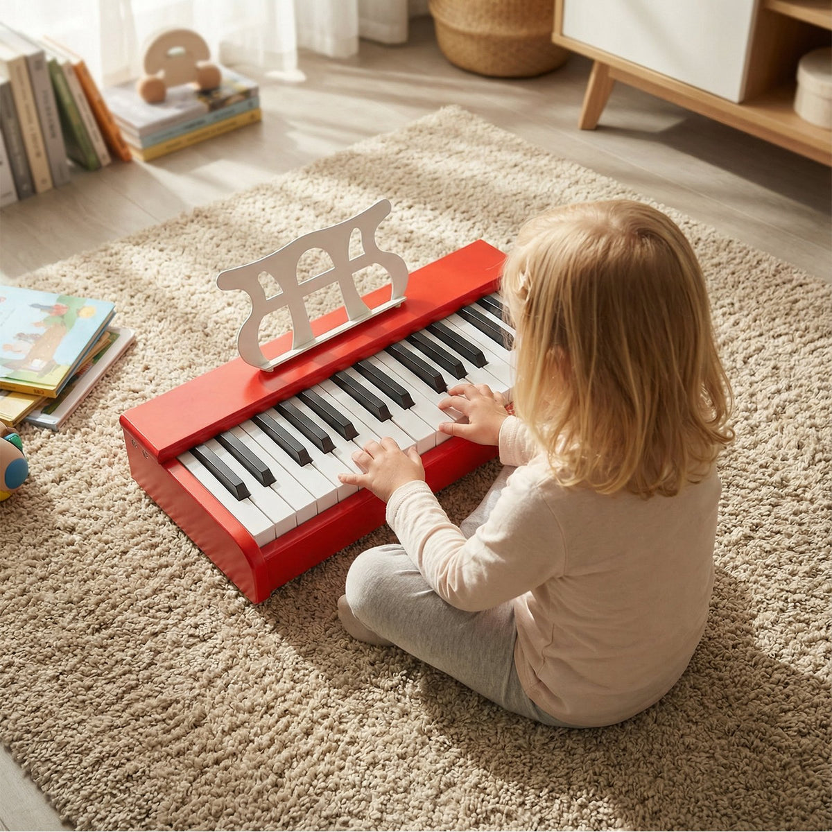 Kids Piano Keyboard 30 Keys Digital Piano with Music Stand for 3+ Years Old Beginners-Red view 3