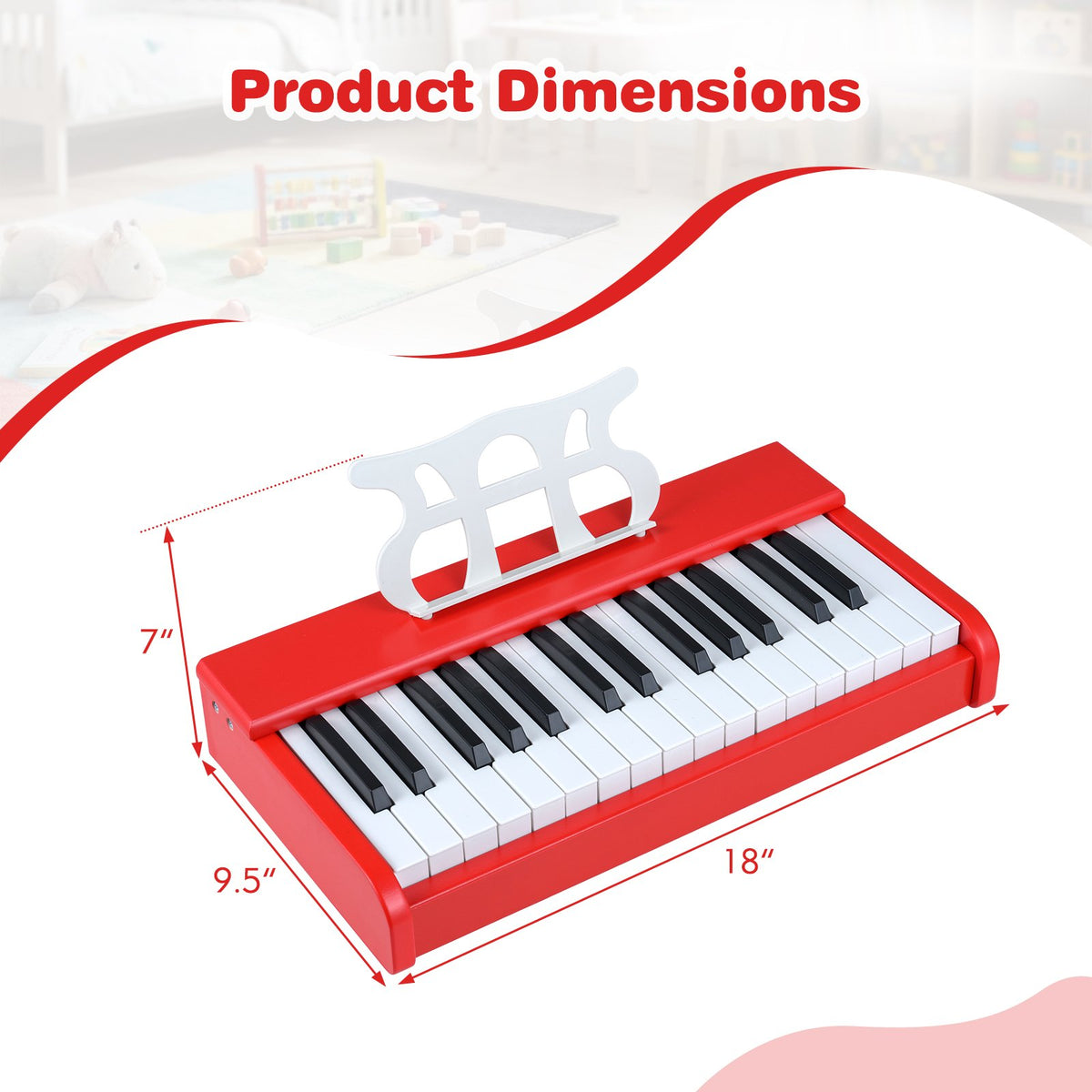Kids Piano Keyboard 30 Keys Digital Piano with Music Stand for 3+ Years Old Beginners-Red view 5