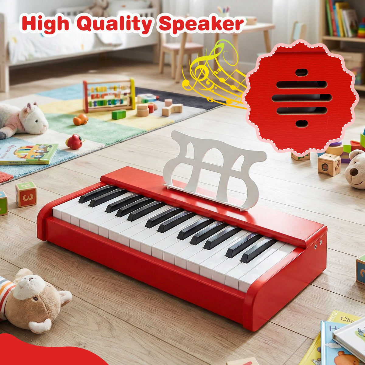 Kids Piano Keyboard 30 Keys Digital Piano with Music Stand for 3+ Years Old Beginners-Red view 7