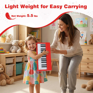 Kids Piano Keyboard 30 Keys Digital Piano with Music Stand for 3+ Years Old Beginners-Red view 8