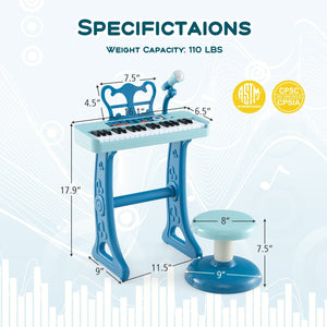 Kids Piano Keyboard 37-Key Kids Toy Keyboard Piano with Microphone for 3+ Kids-Blue view 5
