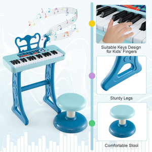 Kids Piano Keyboard 37-Key Kids Toy Keyboard Piano with Microphone for 3+ Kids-Blue view 6
