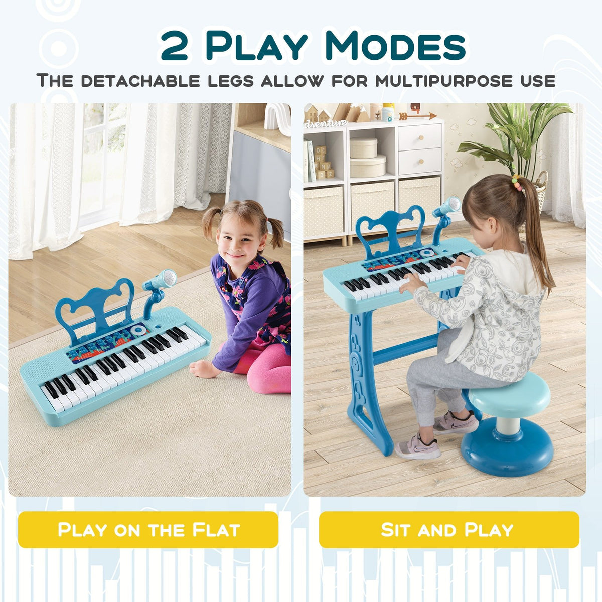 Kids Piano Keyboard 37-Key Kids Toy Keyboard Piano with Microphone for 3+ Kids-Blue view 8