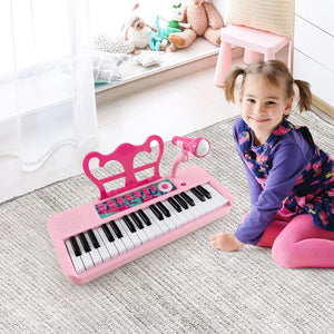 Kids Piano Keyboard 37-Key Kids Toy Keyboard Piano with Microphone for 3+ Kids-Pink view 3