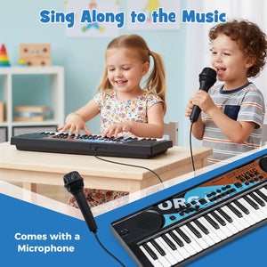 Kids Piano Keyboard 49 Keys Portable Electric Keyboard Piano with 8 Rhythms 8 Tones-Black view 9