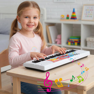 Kids Piano Keyboard 49 Keys Portable Electric Keyboard Piano with 8 Rhythms 8 Tones-White view 2