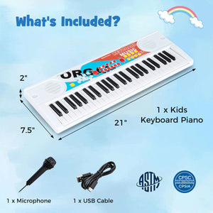 Kids Piano Keyboard 49 Keys Portable Electric Keyboard Piano with 8 Rhythms 8 Tones-White view 5