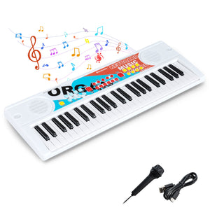 Kids Piano Keyboard 49 Keys Portable Electric Keyboard Piano with 8 Rhythms 8 Tones-White view 6