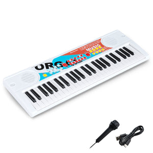 Kids Piano Keyboard 49 Keys Portable Electric Keyboard Piano with 8 Rhythms 8 Tones-White view 7