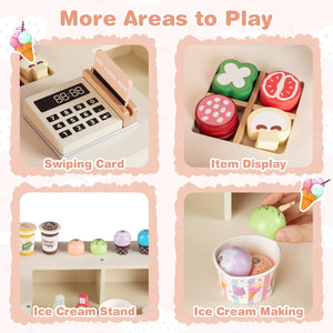 Kids Pizza Food Truck Wooden Pretend Play Snack Cart with Oven-Pink view 9