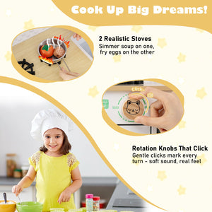 Kids Play Kitchen Children Toy Kitchen Playset with 2 Stoves and Rotation Knobs-White view 6
