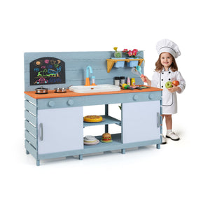 Kids Play Kitchen Set with Stoves for Boys Girls Aged 3-8-Blue view 6