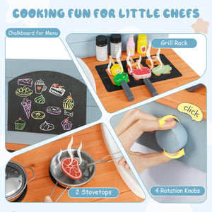 Kids Play Kitchen Set with Stoves for Boys Girls Aged 3-8-Blue view 8