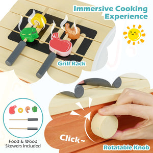 Kids Play Kitchen Set, Wooden Kitchen Playset Chef Pretend Mud Kitchen-Blue view 6