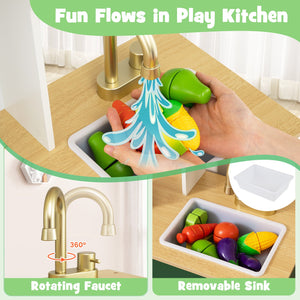 Kids Play Kitchen with Microwave and Rotation Knobs for Girls Boys Aged 3-6-Green view 8