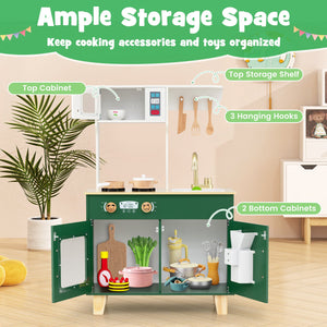 Kids Play Kitchen with Microwave and Rotation Knobs for Girls Boys Aged 3-6-Green view 9