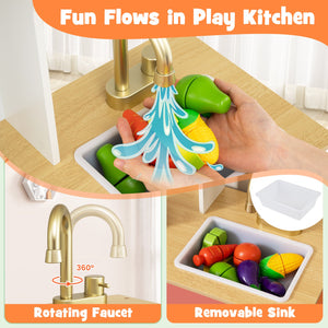 Kids Play Kitchen with Microwave and Rotation Knobs for Girls Boys Aged 3-6-Orange view 9