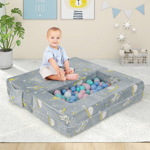 Kids Play Sofa with Ottoman and Removable & Machine Washable Cover-Gray view 2