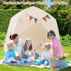 Kids Play Tent Bed Tent with String Lights Extra Large Playhouse Tent-Beige view 3