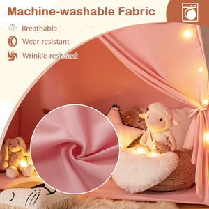 Kids Play Tent Bed Tent with String Lights Extra Large Playhouse Tent-Pink view 6