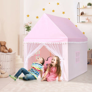 Kids Play Tent Large Playhouse Children Play Castle Fairy Tent Gift with Mat-Pink view 2