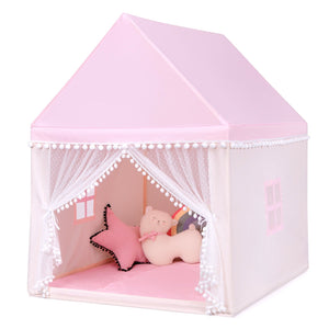 Kids Play Tent Large Playhouse Children Play Castle Fairy Tent Gift with Mat-Pink view 4