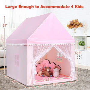 Kids Play Tent Large Playhouse Children Play Castle Fairy Tent Gift with Mat-Pink view 5