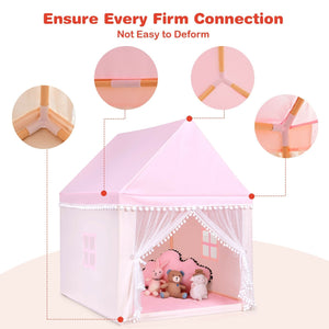 Kids Play Tent Large Playhouse Children Play Castle Fairy Tent Gift with Mat-Pink view 9