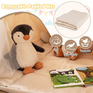 Kids Play Tent Large Playhouse with Glow in the Dark Stars and Mat-Beige view 7