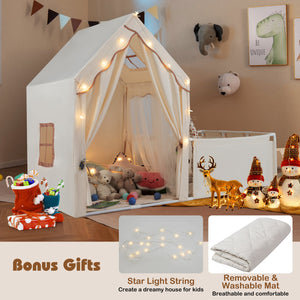 Kids Play Tent with Playpen 2-in-1 Toddler Playhouse with Yard-Beige view 8